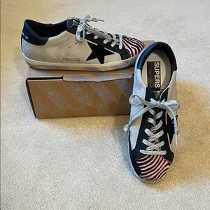 Golden Goose Superstar Sneaker Ice Suede and Pink Zebra